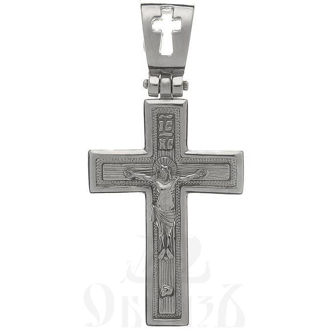 золотой крест с иисусовой молитвой, 585 проба белого цвета (арт. п30049-з5б)