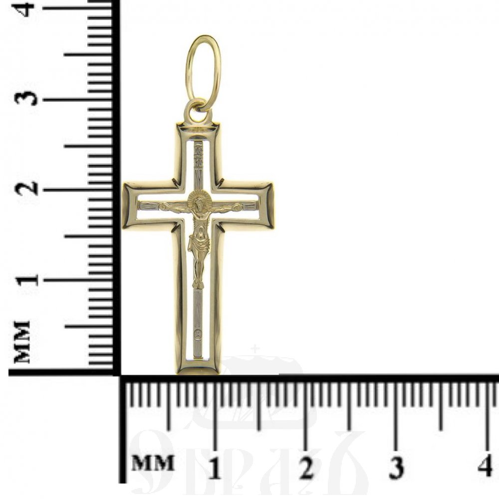 золотой крест с молитвой "спаси и сохрани", 585 проба желтого и белого цвета (арт. п10026-з5жб)