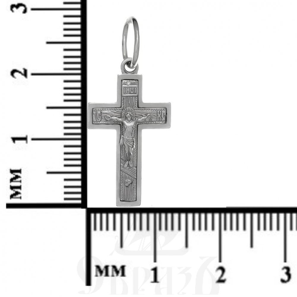 золотой крест с молитвой "спаси и сохрани", 585 проба белого цвета (арт. п10020-з5б)