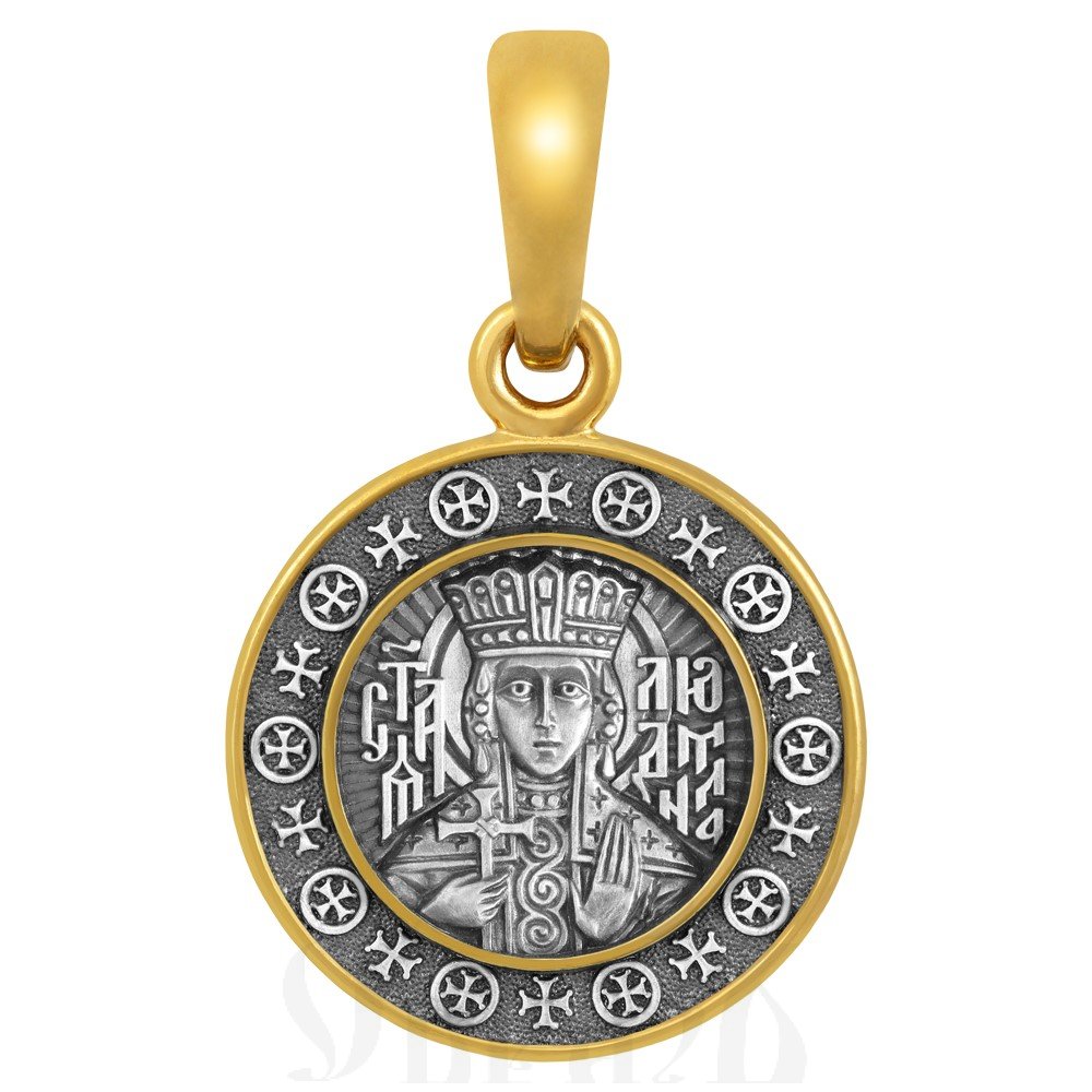 образок «святая мученица людмила, княгиня чешская», серебро 925 проба с золочением (арт. 102.685-п)