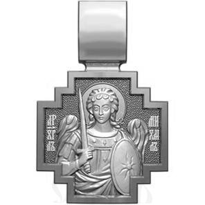 нательная икона св. великомученик феодор стратилат, серебро 925 проба с родированием (арт. 06.087р)