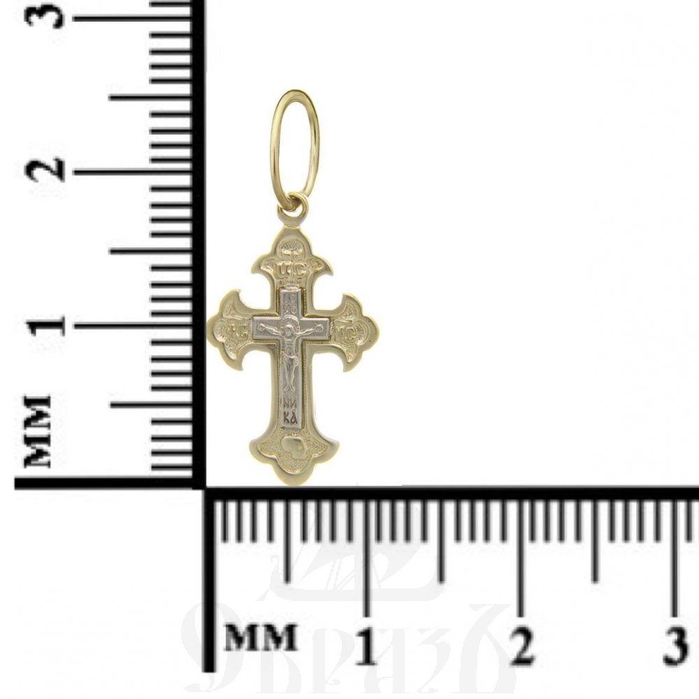 золотой криновидный крест с молитвой честному кресту, 585 проба белого и желтого цвета (арт. п10039-з5жб)