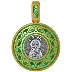 нательная икона святая великомученица злата (хриса, хрисия) могленская, серебро 925 проба с золочением и эмалью (арт. 01.501)