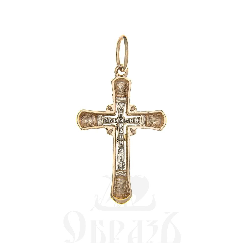 золотой крест с молитвой "спаси и сохрани", 585 проба красного и белого цвета (арт. п10031-з5кб)