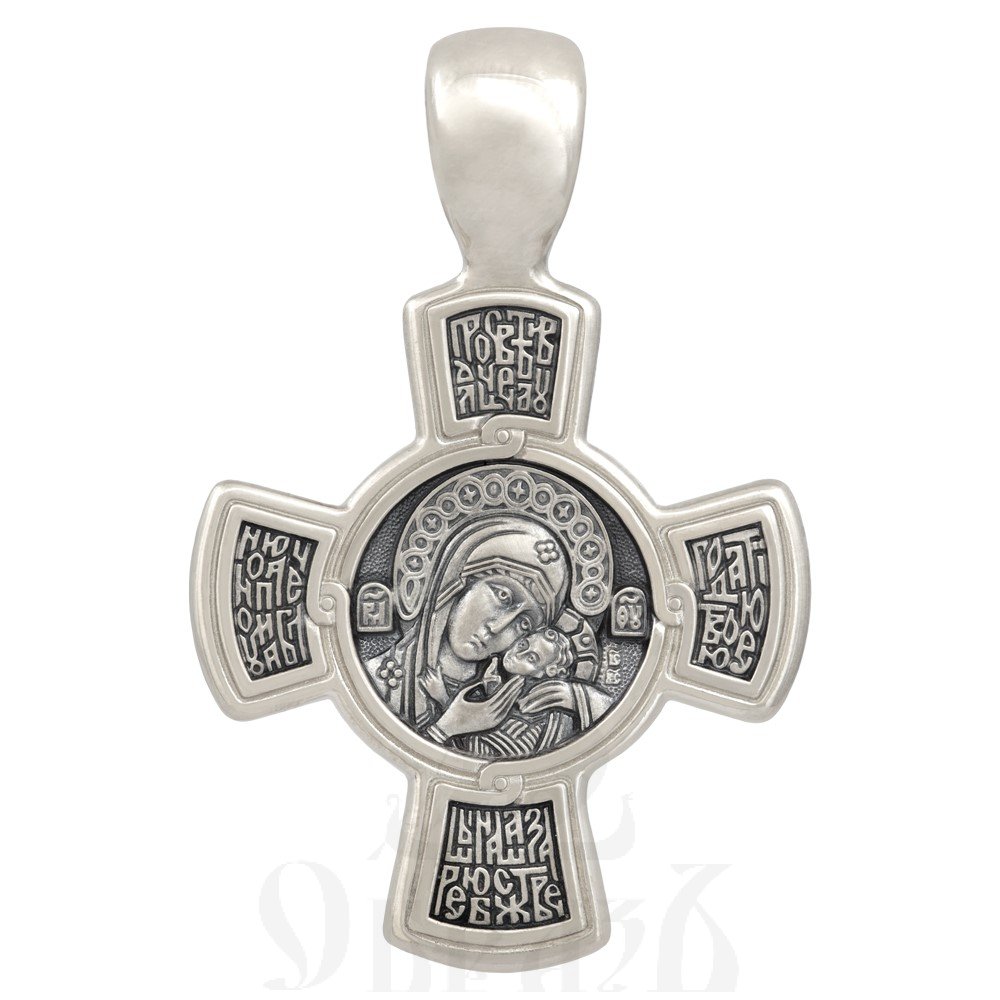 крест «спас. касперовская икона божией матери», золото 585 проба белое (арт. 201.029-3)
