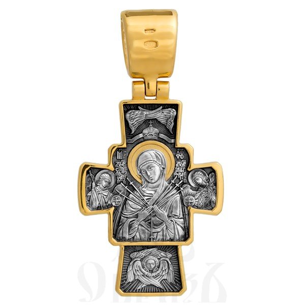 крест «распятие. икона божией матери «семистрельная», серебро 925 проба с золочением (арт. 101.273)